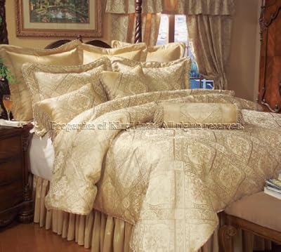 9Pcs Cal KING Gold Imperial Comforter Set