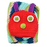 Foxnovo Cute Caterpillar Style Baby Infant Newborn Handmade Crochet Beanie Hat Clothes Baby Photograph Props (Blue)