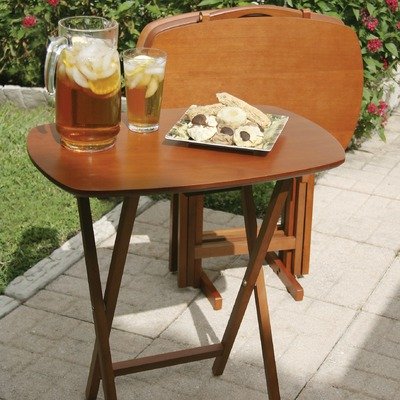 Lipper International 205/4 TV Set of 4 Tables with Stand, Cherry Finished