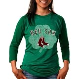 MLB Majestic Threads Boston Red Sox Ladies St. Patrick's Day Raglan Premium T-Shirt - Green (Small)