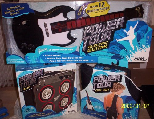 Childrens Toyshop  Toys : Power Tour 3 Piece Electronic Guitar Set Black