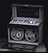 Executive Genuine Black Leather Four Watch Winder that Also Holds Five Watches on Top of Box Case