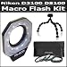 Macro Ring Flash Accessory Bundle Kit For Nikon D3200 D3100 D5100 Digital SLR Camera Includes Digital Ring Flash for Macro Photography + 4pc +1 +2 +4 +10 Close Up Filter Set + Gripster Tripod