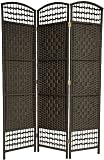 Best Simple Low Price Well Built Light Weight Room Divider - 5.5ft. Open Top Diamond Weave Rattan Style Fiber Folding Screen - 7 Colors - 4 Sizes