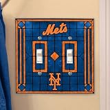 New York Mets - MLB Art Glass Double Switch Plate Cover