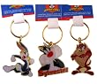 Warner Bros Looney Tunes Character Keychains (Tweety, Taz, Sylvester, Bugs Bunny).