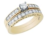Diamond Engagement Ring & Wedding Band 4/5 Carat (ctw) in 14K Yellow Gold