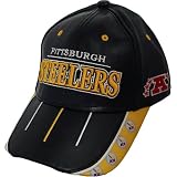 Pittsburgh Steelers Team Logo Stripes Black Leather Hat