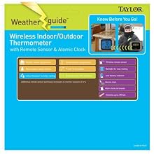 Taylor 1526 Wireless Indoor/Outdoor Thermometer With Hygrometer & Atomic Clock