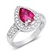 Stunning Pear Shape Checker Board Created Ruby & White CZ Size 8 Gemstone Ring in Sterling Silver