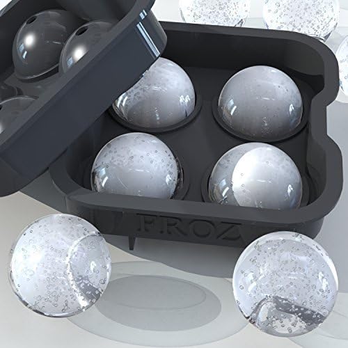 Froz Ice Ball Maker - Novelty Food-Grade Silicone Ice Mold Tray With 4 X 4.5cm Ball Capacity by Housewares Solutions