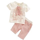 【SEBLES】ベビー 赤ちゃん 男の子 女の子 ユニセックス 半袖 ナンバー プリント 無地 ボーダー パンツ ボトムス ツーピース セット コットン 綿 初夏 夏 春(ピンク,73cm)