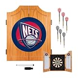 NBA New Jersey Nets Wood Dart Cabinet Set
