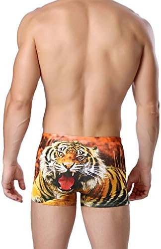 Missurous Men's Underwear Comfortable Full Printed Cotton Boxer Trunks Tiger (XXL, Tiger)