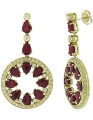 2.51ct Diamond and 21.04ct Heat Treated Ruby 14k Yellow Gold Earrings