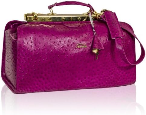 Terrida Italian Designer Magenta Pink Ostrich Leather Travel Duffle Doctor Bag
