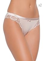 Selene Pack x 2 Braguitas Marina Encaje y Raso (Tierra)