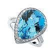14K White Gold Swiss Blue Topaz and Diamond Ring