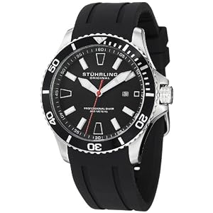 Stuhrling Original Men’s 706.01 Aquadiver Regatta Diver Sport II Quartz Date Black Rubber Strap Watch $49.99