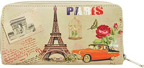 Women Retro Vintage Faux Pu Synthetic Leather Long Purse Wallet and Clutch with All-around Zip