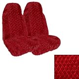 Set of 2 Universal Fit High Back Swirl Pattern Front Bucket Seat Cover - Red