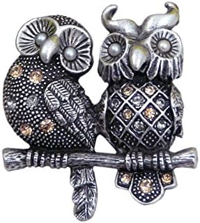 Together Forever Owls Brooch : Pewter and Swarovski Crystal