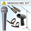 Behringer XM8500 Dynamic Cardioid Microphone wtih Microphone Boom Stand XLR Cable Microphone Clip and Cable Ties