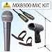 Behringer XM8500 Dynamic Cardioid Microphone wtih Microphone Boom Stand XLR Cable Microphone Clip and Cable Ties