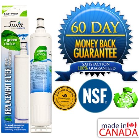 Green Filter for Whirlpool 4396508 NSF Certified Refrigerator Water Filter, Certified Green, Made in North America