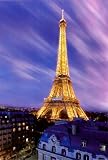 Eiffel Tower (At Dusk) Art Poster Print - 24x36 Poster Print, 24x36 Travel Poster Print, 24x36