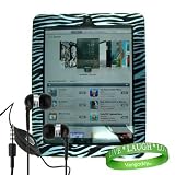 Stylishly Designed Hard Cover Snap on Case, iPad Cover for Apple iPad MB292LL/A Tablet (16GB, 32GB, Wifi + 3G)- Blue Zebra Animal Print + ipad Earphones with Microphone + Live * Laugh * Love VG Silicone Wrist band!!!