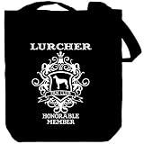 Lurcher Fan Club - Honorable Member Dogs Tote Bag (Black, Canvas, Unisex)