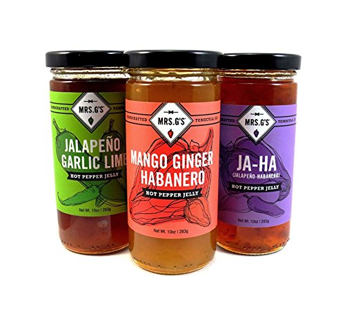 Mrs.G's Ja-Ha, Jalapeno Garlic Lime, and Mango Ginger Habanero Variety Pack