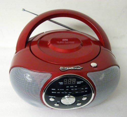 Supersonic SC-507MP3 Portable MP3/CD Player with AM/FM Radio - Red