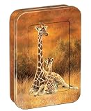 Tree-Free Greetings "Safe on the Savannah", 12 Count EcoFriendly Giraffe Note-card Assortment in a Collectible Photo Frame Tin (95757)