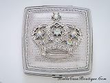 Jeweled Mirror Compact- Silver Crown