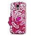 S5 Case-Mavis's Diary 3D Handmade Pink Crystal Rose Rhinestone Diamond Design Hard Cover Case with Soft Clean Cloth (Samsung Galaxy S5 I9600)