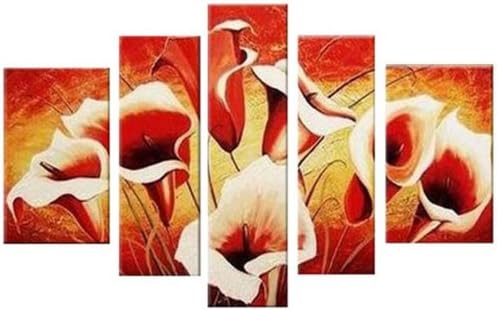 Sangu 5-Piece Explosion of Flora for Flowers Oil Painting Gift Canvas Wall Art