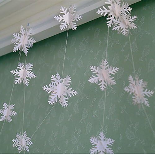 Christmas 3D Snowflake String Garland Hanging Decorations Wall Windows Decor Holiday Party Home Decoration Ornaments 12Pcs