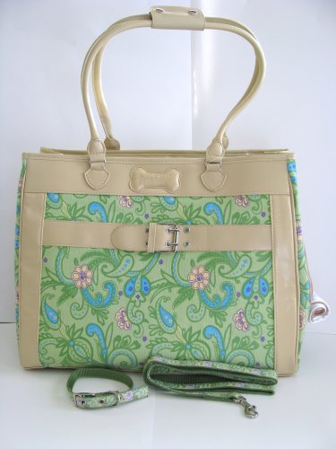 East Side Collection Paisely Pet Carrier w matching Collar and Leash