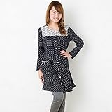 マタニティ パジャマ　かわいく上品なドット柄レース使い/秋〜秋冬〜冬/スムース ドットプリントナイティ / 授乳口付きマタニティー パジャマ/前開き・ロング丈/おしゃれ・大きいサイズ/長袖マタニティ 