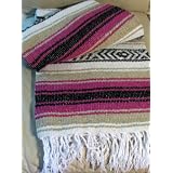 Authentic Mexican Falsa or Yoga Blanket Pink by 