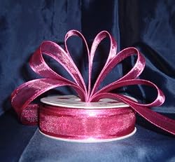 Organza Satin Edge Ribbon - 7/8" - 25 Yards (75 FT) - Burgundy