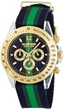 K&BROS Men's 9524-1 Ice-Time Stripe Chronograph Blue and Green Watch