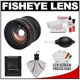 Precision Design 0.25x Fisheye Lens with Cleaning Kit for Canon Rebel T2i, T3, T3i, T4i, EOS 60D, 7D, 5D Mark II III Digital SLR Cameras with EF-S 18-55mm, 75-300mm III, or 55-250mm IS Zoom Lens