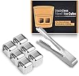 Kollea 6PCS Stainless Steel Chilling Reusable Ice Cubes for Whiskey Wine Drinks