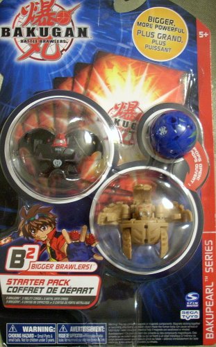Childrens Toyshop  Toys : Bakugan Bakupearl Series Starter Pack Tan Tigrerra Black Ravenoid Blue Mystery Ball