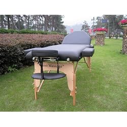 77" Long 3" Pad Black Portable Reiki Massage Table with Free Adjustable Head Rest and Carry Case