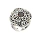 925 Silver & Smoky Quartz Ornate Flower Scroll Ring with 18k Gold Accents- Sizes 6-8