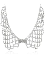 Betsey Johnson "Crystal Rhodium" Crystal Collar Necklace, 19"